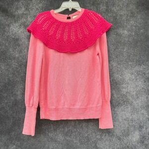 TUCKERNUCK Pink Coquette Collar Sweater Grannycore Cottagecore Women's‎ Size M